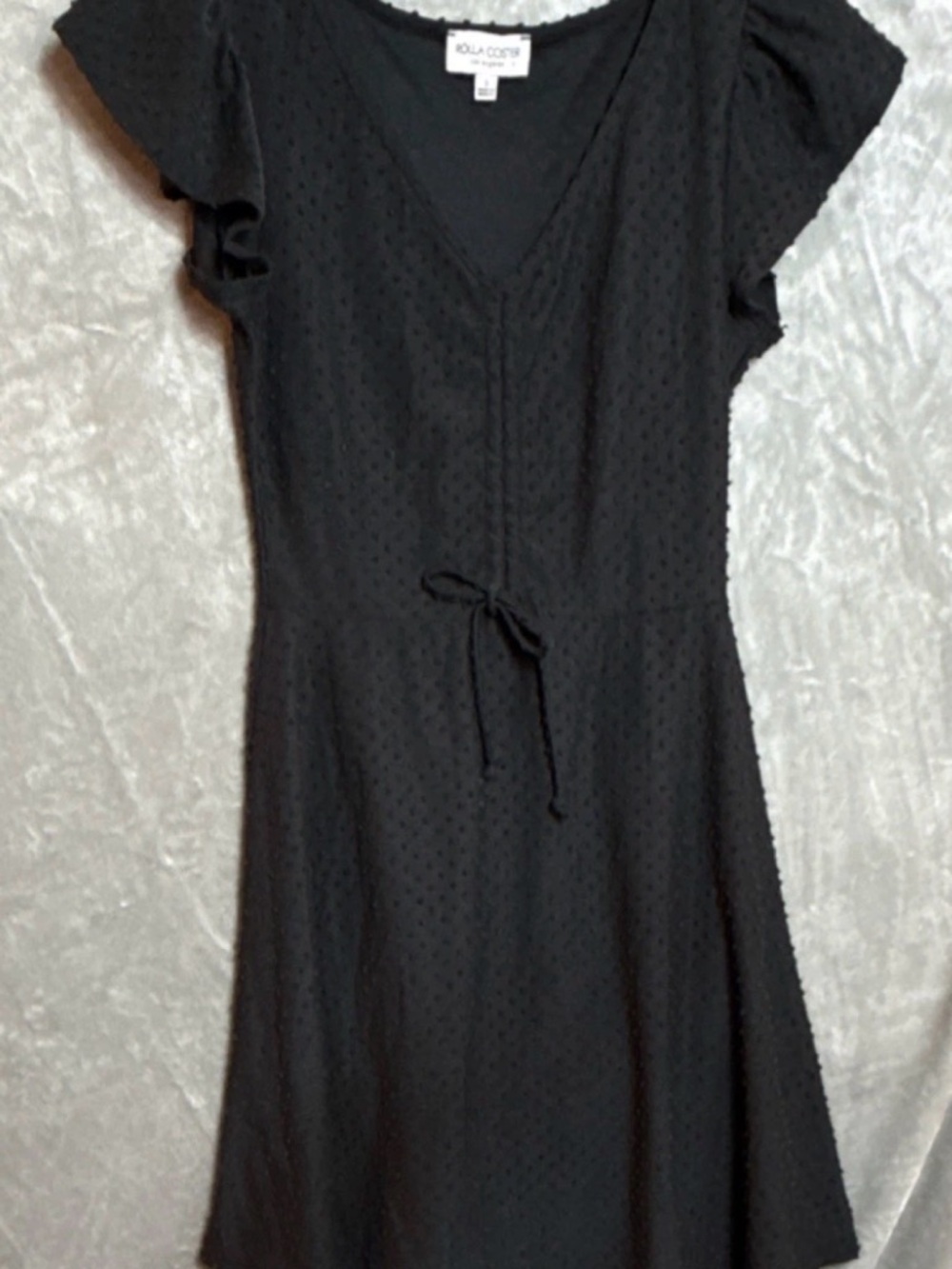 Rolla Coster S Black Polka Dot Gothic Flutter‎ Sleeve A-Line Dress Knee Length